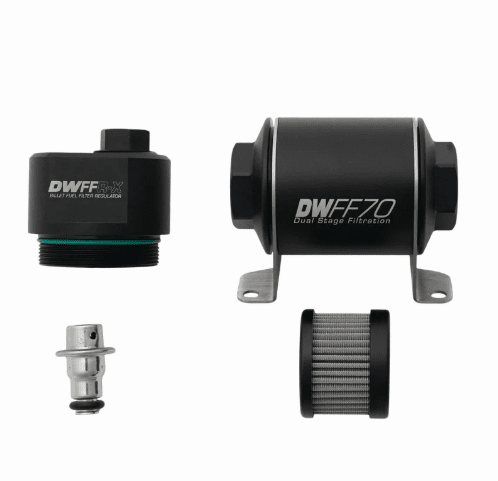 DeatschWerks 70mm Billet Bränslefilter/Regulator 10 Micron GM Universal