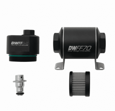 DeatschWerks 70mm Billet Bränslefilter/Regulator 10 Micron GM Universal