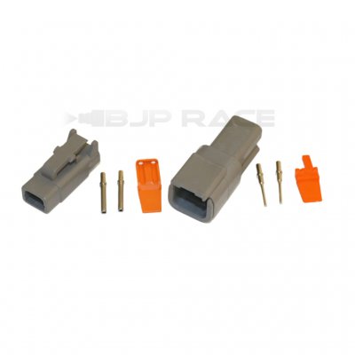 Deutsch DTM 2-pol Hane + Hona med solida stift