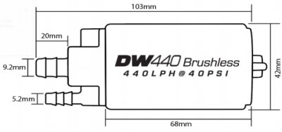 DeatschWerks In-Tank Pump DW440 L/Hr Brushless 2-stegs